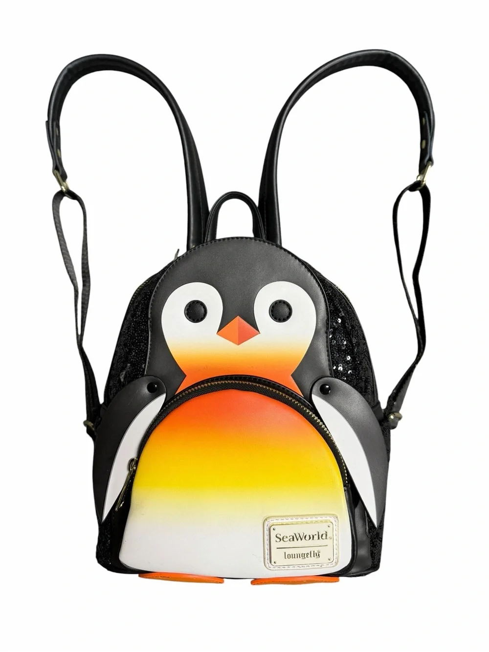 Loungefly SeaWorld Penguin Sequin Mini Backpack Rare